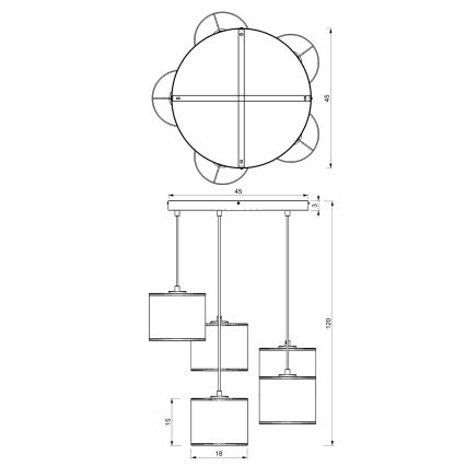 Hanglamp aan een koord LOFT SHADE 5xE27/60W/230V wit/gouden