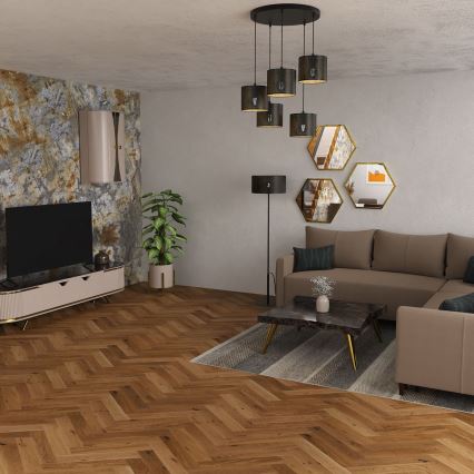 Hanglamp aan een koord LOFT SHADE 5xE27/60W/230V zwart/gouden