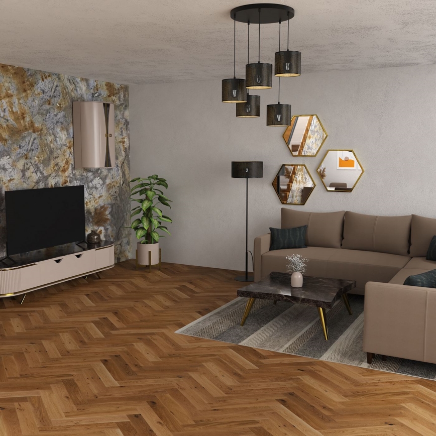 Hanglamp aan een koord LOFT SHADE 5xE27/60W/230V zwart/gouden