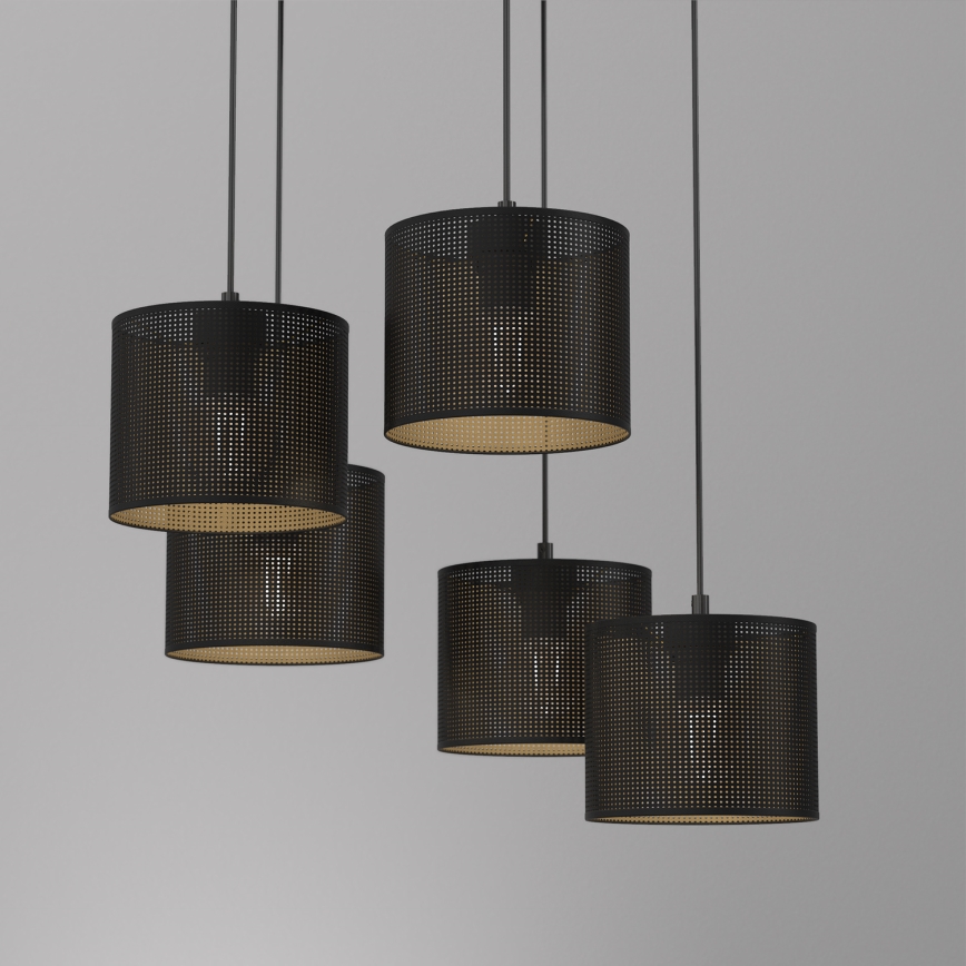 Hanglamp aan een koord LOFT SHADE 5xE27/60W/230V zwart/gouden