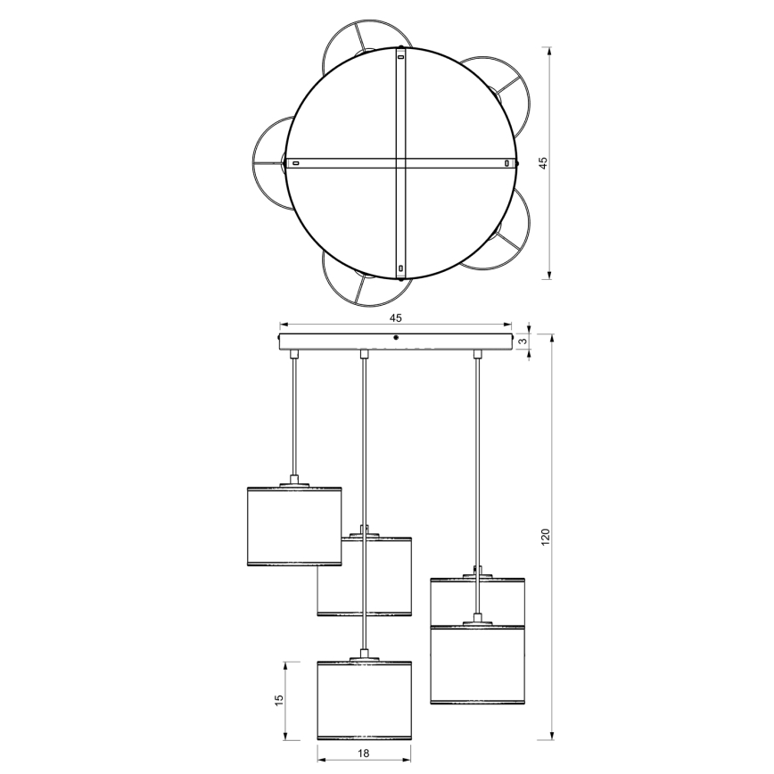 Hanglamp aan een koord LOFT SHADE 5xE27/60W/230V zwart/gouden