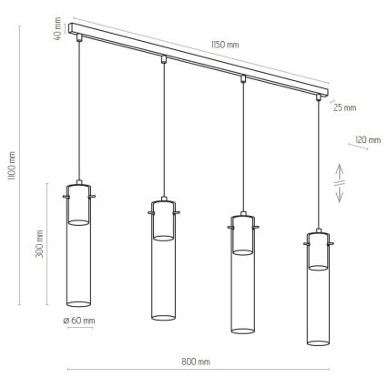 Hanglamp aan een koord LOOK GRAPHITE 4xGU10/10W/230V