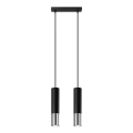 Hanglamp aan een koord LOOPEZ 2xGU10/10W/230V zwart/glanzend chroom