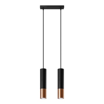Hanglamp aan een koord LOOPEZ 2xGU10/10W/230V zwart/koper
