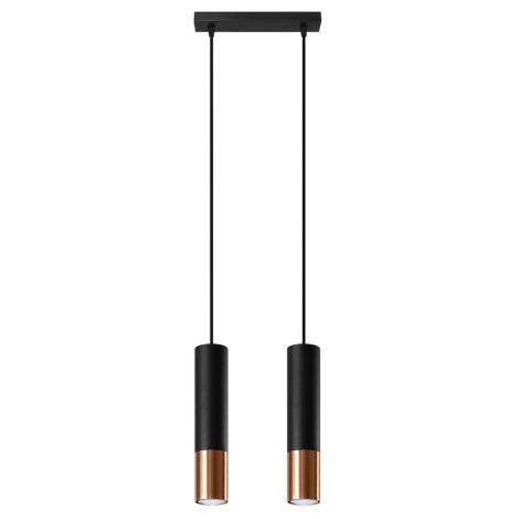 Hanglamp aan een koord LOOPEZ 2xGU10/10W/230V zwart/koper