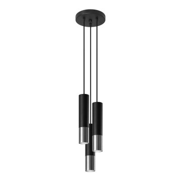 Hanglamp aan een koord LOOPEZ 3xGU10/10W/230V rond zwart/glanzend chroom