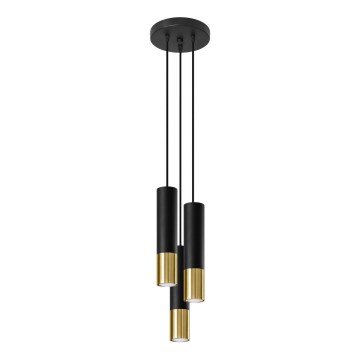 Hanglamp aan een koord LOOPEZ 3xGU10/10W/230V rond zwart/goud