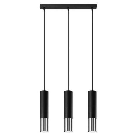 Hanglamp aan een koord LOOPEZ 3xGU10/10W/230V zwart/chroom