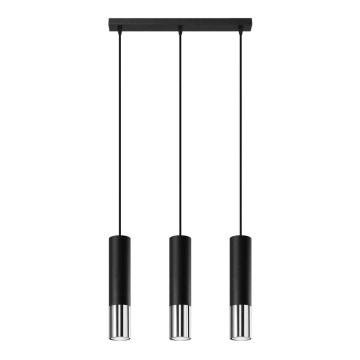 Hanglamp aan een koord LOOPEZ 3xGU10/10W/230V zwart/glanzend chroom