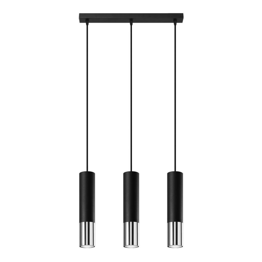 Hanglamp aan een koord LOOPEZ 3xGU10/10W/230V zwart/glanzend chroom
