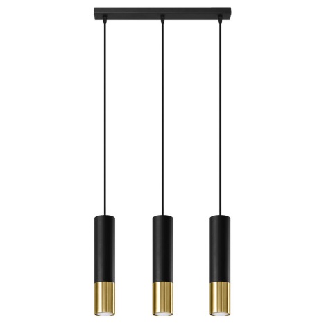 Hanglamp aan een koord LOOPEZ 3xGU10/10W/230V zwart/goud