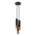 Hanglamp aan een koord LOOPEZ 3xGU10/40W/230V rond zwart/koper