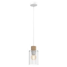 Hanglamp aan een koord MADERA 1xE27/60W/230V wit/hout