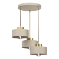 Hanglamp aan een koord MARTI 3xE27/15W/230V beige/goud
