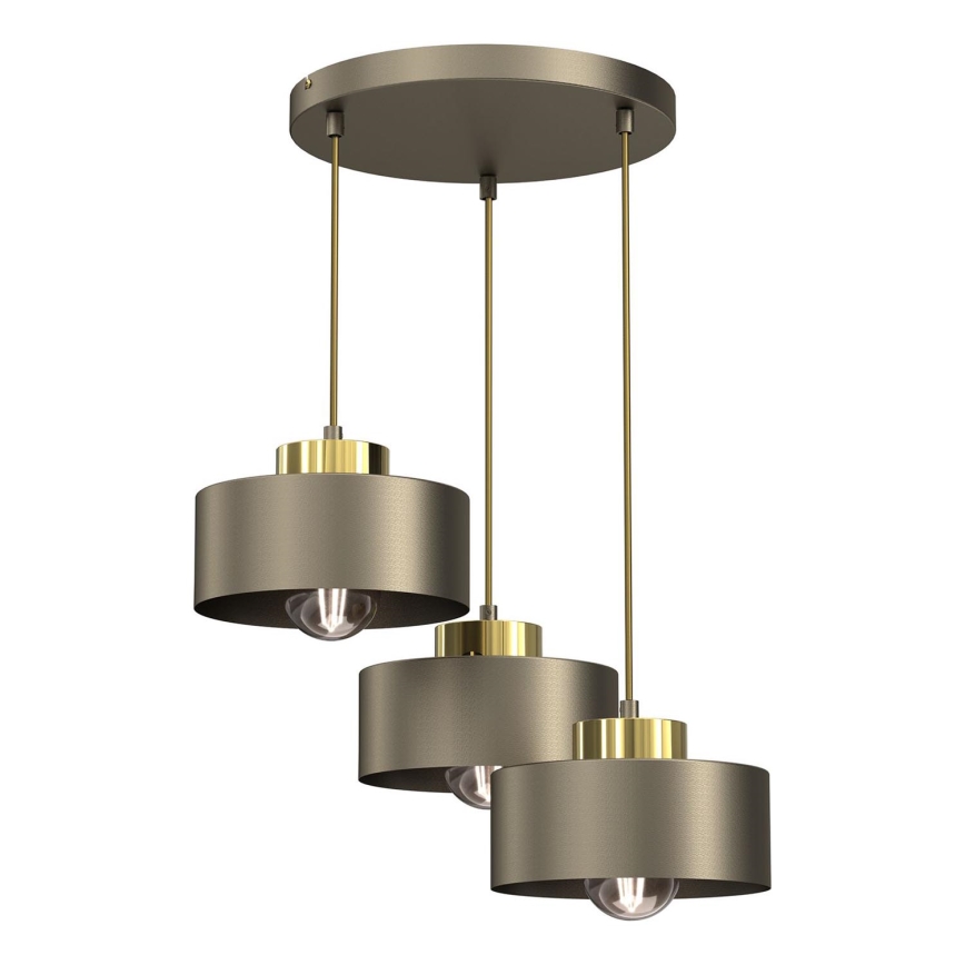 Hanglamp aan een koord MARTI 3xE27/15W/230V messing/goud