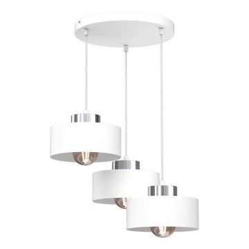 Hanglamp aan een koord MARTI 3xE27/15W/230V wit/glanzend chroom