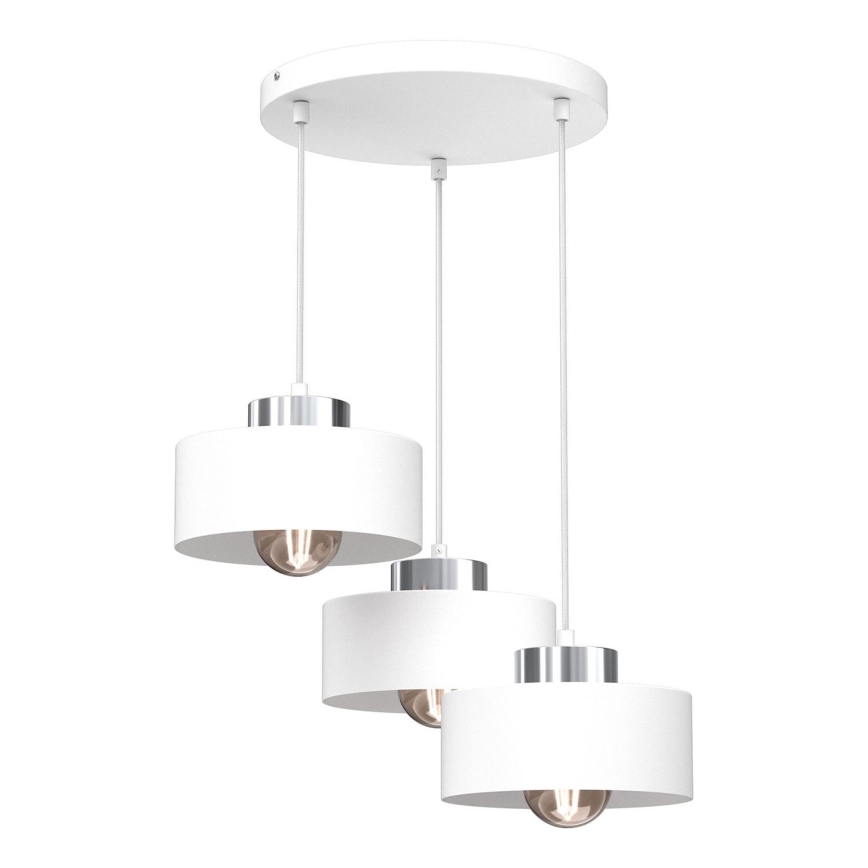 Hanglamp aan een koord MARTI 3xE27/15W/230V wit/glanzend chroom