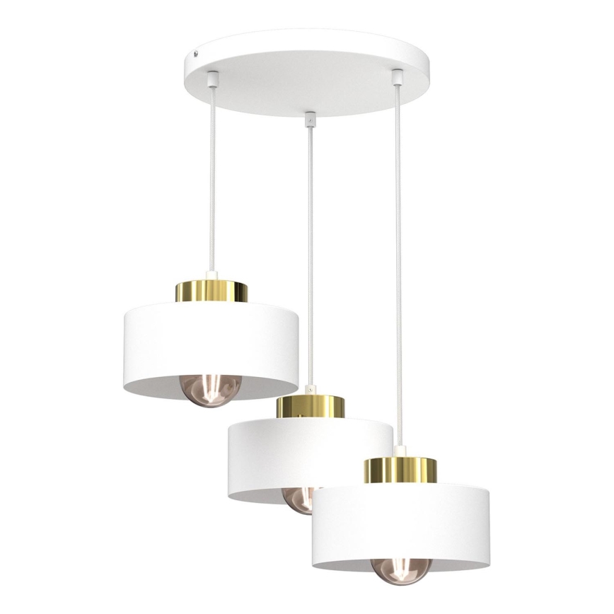Hanglamp aan een koord MARTI 3xE27/15W/230V wit/goud
