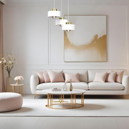 Hanglamp aan een koord MARTI 3xE27/15W/230V wit/goud