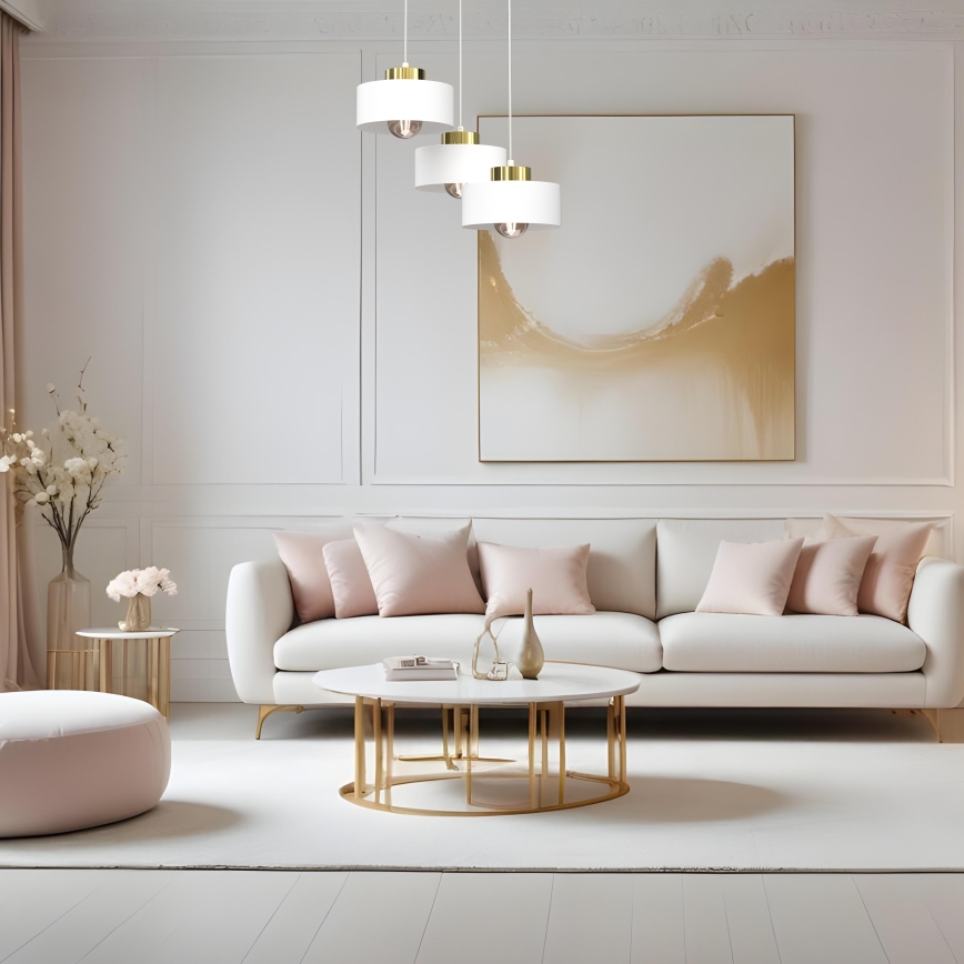 Hanglamp aan een koord MARTI 3xE27/15W/230V wit/goud