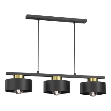 Hanglamp aan een koord MARTI 3xE27/15W/230V zwart/goud