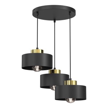 Hanglamp aan een koord MARTI 3xE27/15W/230V zwart/goud