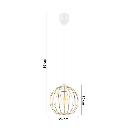 Hanglamp aan een koord MATT 1xE27/60W/230V wit/gouden