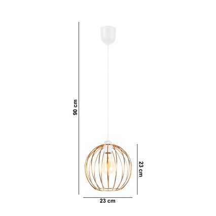 Hanglamp aan een koord MATT 1xE27/60W/230V wit/koper