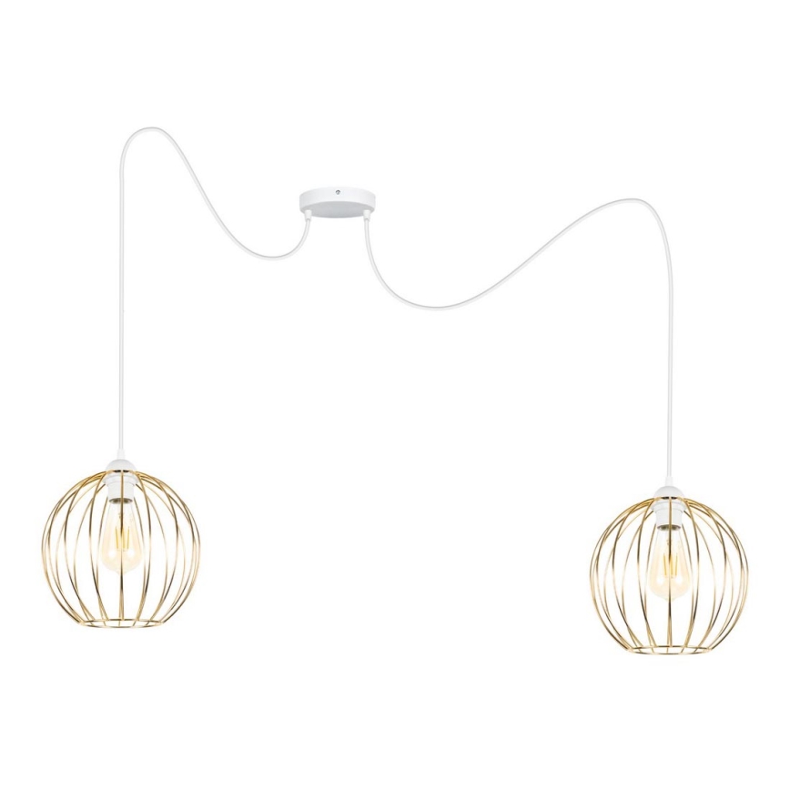 Hanglamp aan een koord MATT 2xE27/60W/230V spin wit/goud