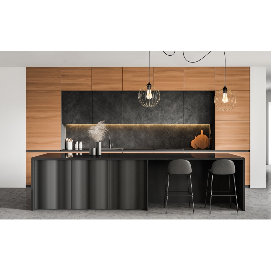 Hanglamp aan een koord MATT 2xE27/60W/230V spin zwart/goud