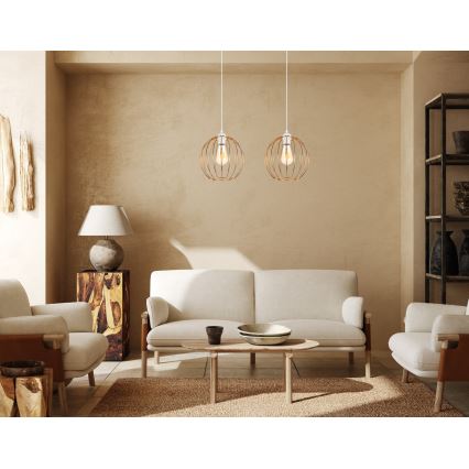 Hanglamp aan een koord MATT 2xE27/60W/230V wit/koper