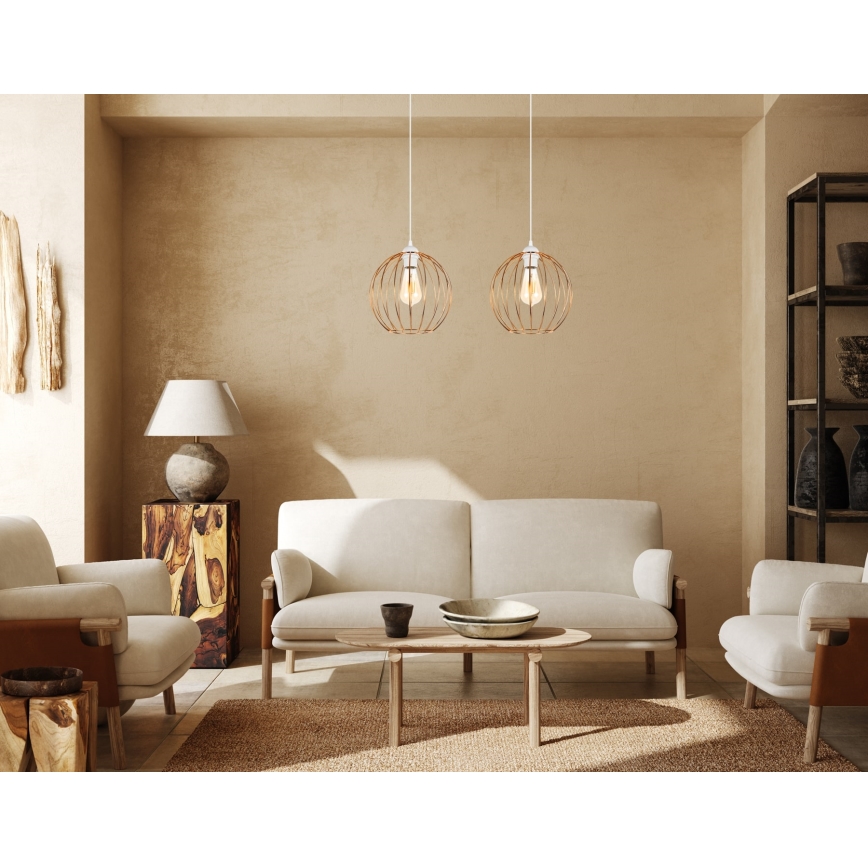 Hanglamp aan een koord MATT 2xE27/60W/230V wit/koper