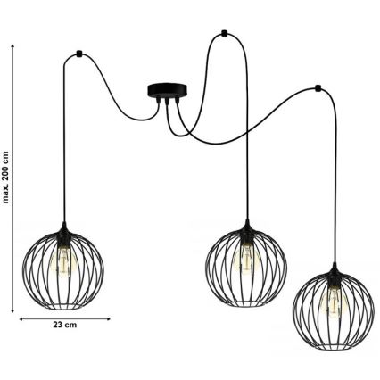 Hanglamp aan een koord MATT 3xE27/60W/230V spin