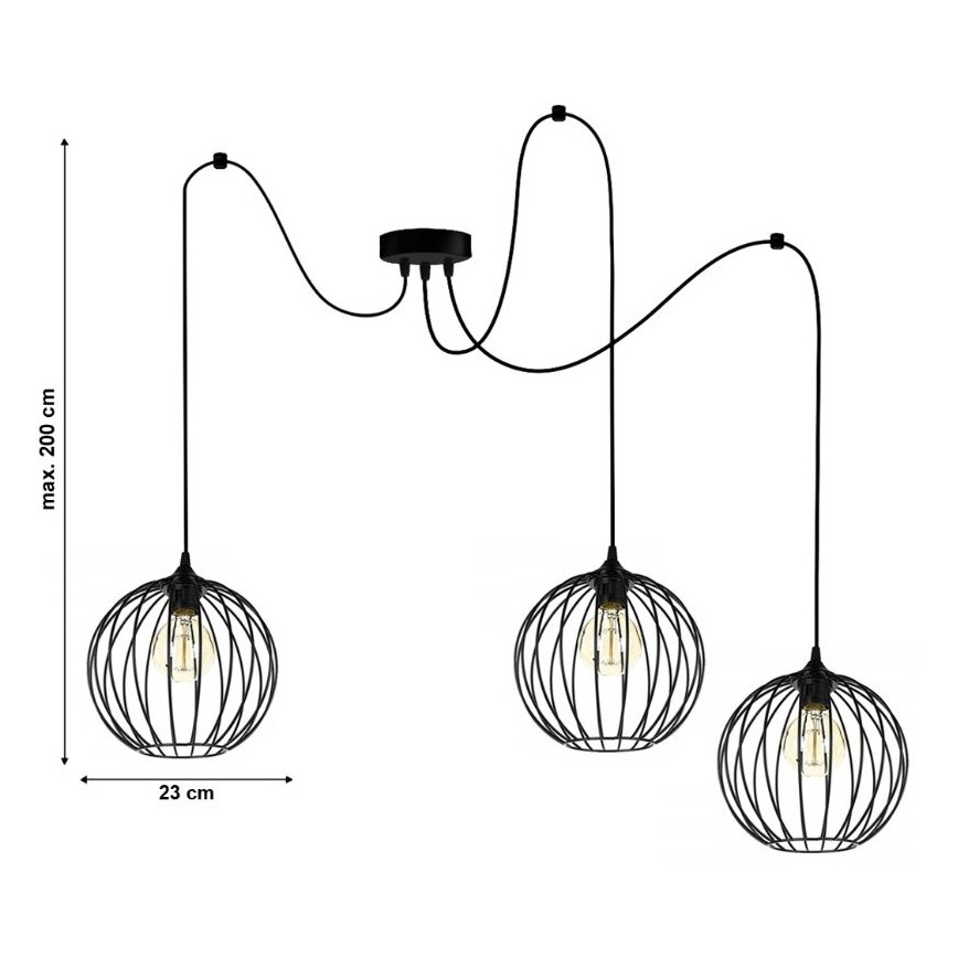 Hanglamp aan een koord MATT 3xE27/60W/230V spin