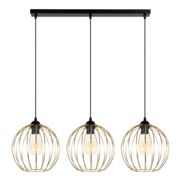 Hanglamp aan een koord MATT 3xE27/60W/230V zwart/gouden