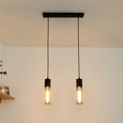 Hanglamp aan een koord MELODY 2xE27/15W/230V zwart