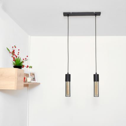 Hanglamp aan een koord MELODY 2xE27/15W/230V zwart