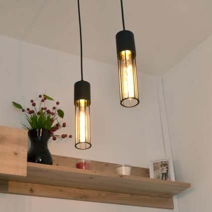 Hanglamp aan een koord MELODY 2xE27/15W/230V zwart