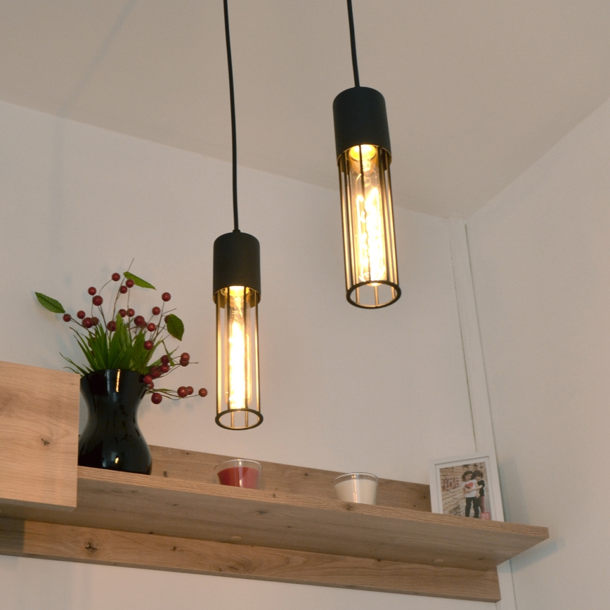 Hanglamp aan een koord MELODY 2xE27/15W/230V zwart