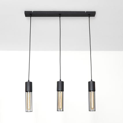 Hanglamp aan een koord MELODY 3xE27/15W/230V zwart