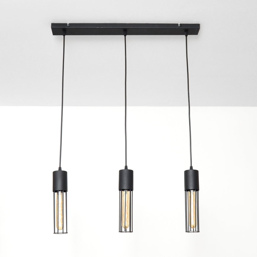 Hanglamp aan een koord MELODY 3xE27/15W/230V zwart
