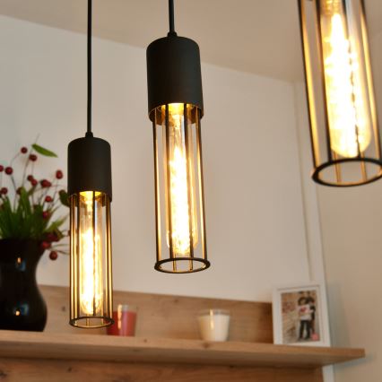 Hanglamp aan een koord MELODY 3xE27/15W/230V zwart