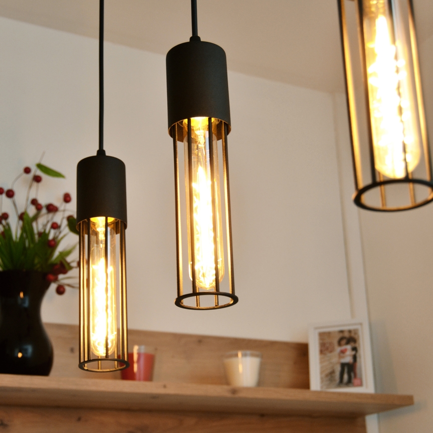 Hanglamp aan een koord MELODY 3xE27/15W/230V zwart