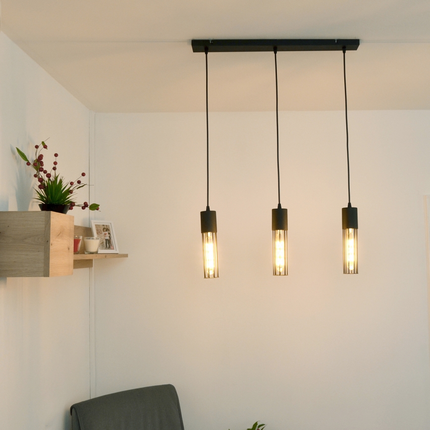 Hanglamp aan een koord MELODY 3xE27/15W/230V zwart