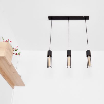 Hanglamp aan een koord MELODY 3xE27/15W/230V zwart
