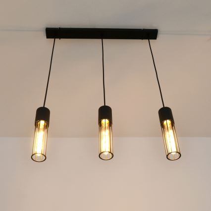 Hanglamp aan een koord MELODY 3xE27/15W/230V zwart