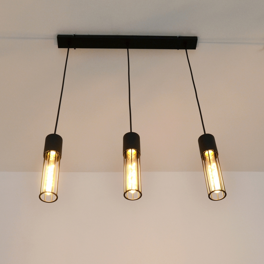 Hanglamp aan een koord MELODY 3xE27/15W/230V zwart