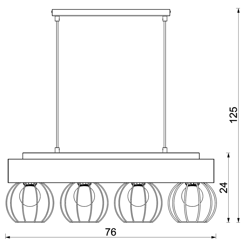 Hanglamp aan een koord MENTON 4xE27/15W/230V zwart/bruin/eiken