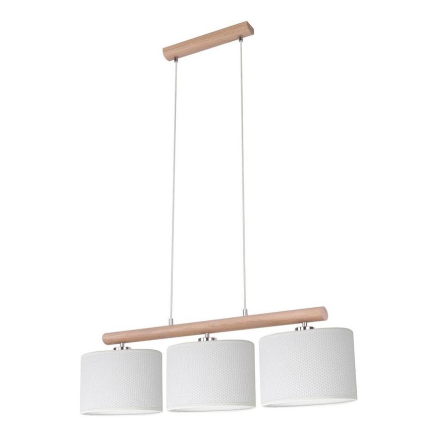 Hanglamp aan een koord MERCEDES 3xE27/40W/230V wit/eiken
