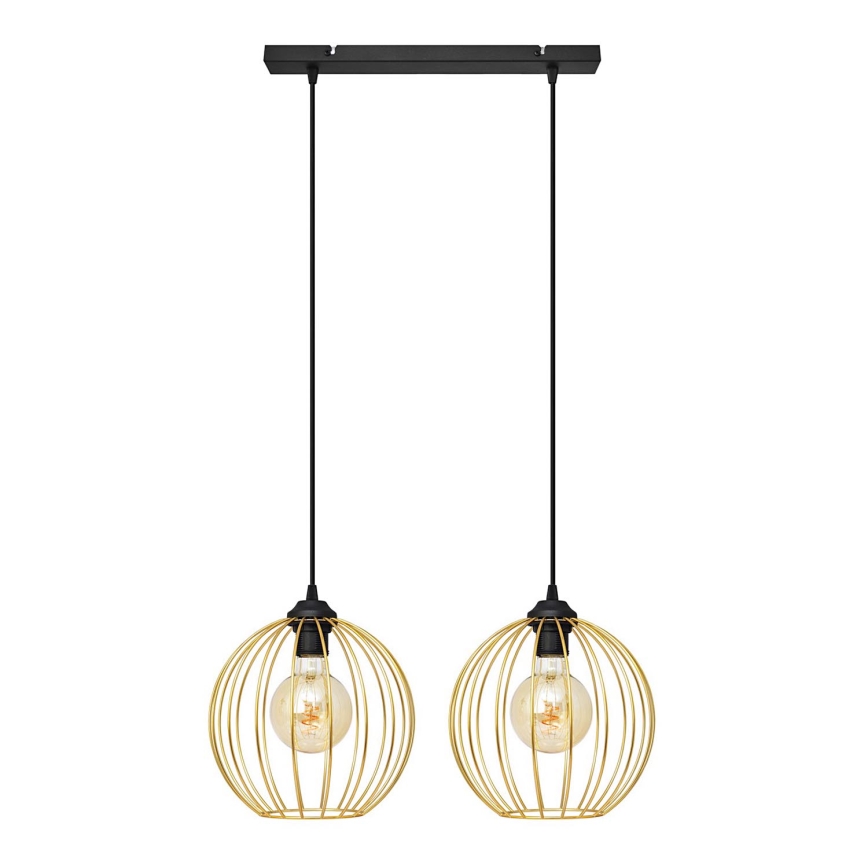 Hanglamp aan een koord MERCURE 2xE27/15W/230V goud/zwart